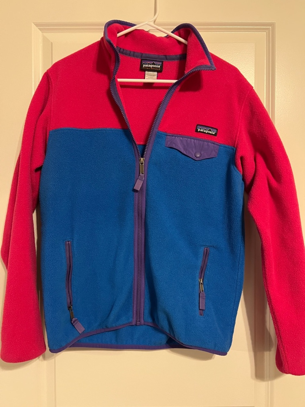 Patagonia Pink, Blue & Purple Colorblock Fleece Jacket